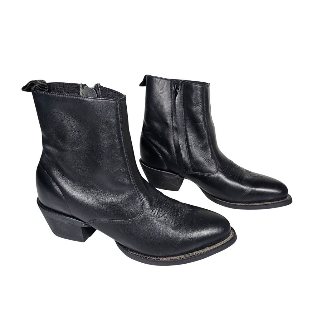 Laredo Mens Fletcher Pointed Toe Casual Boots Ankle Western Black Leather 8.5‎